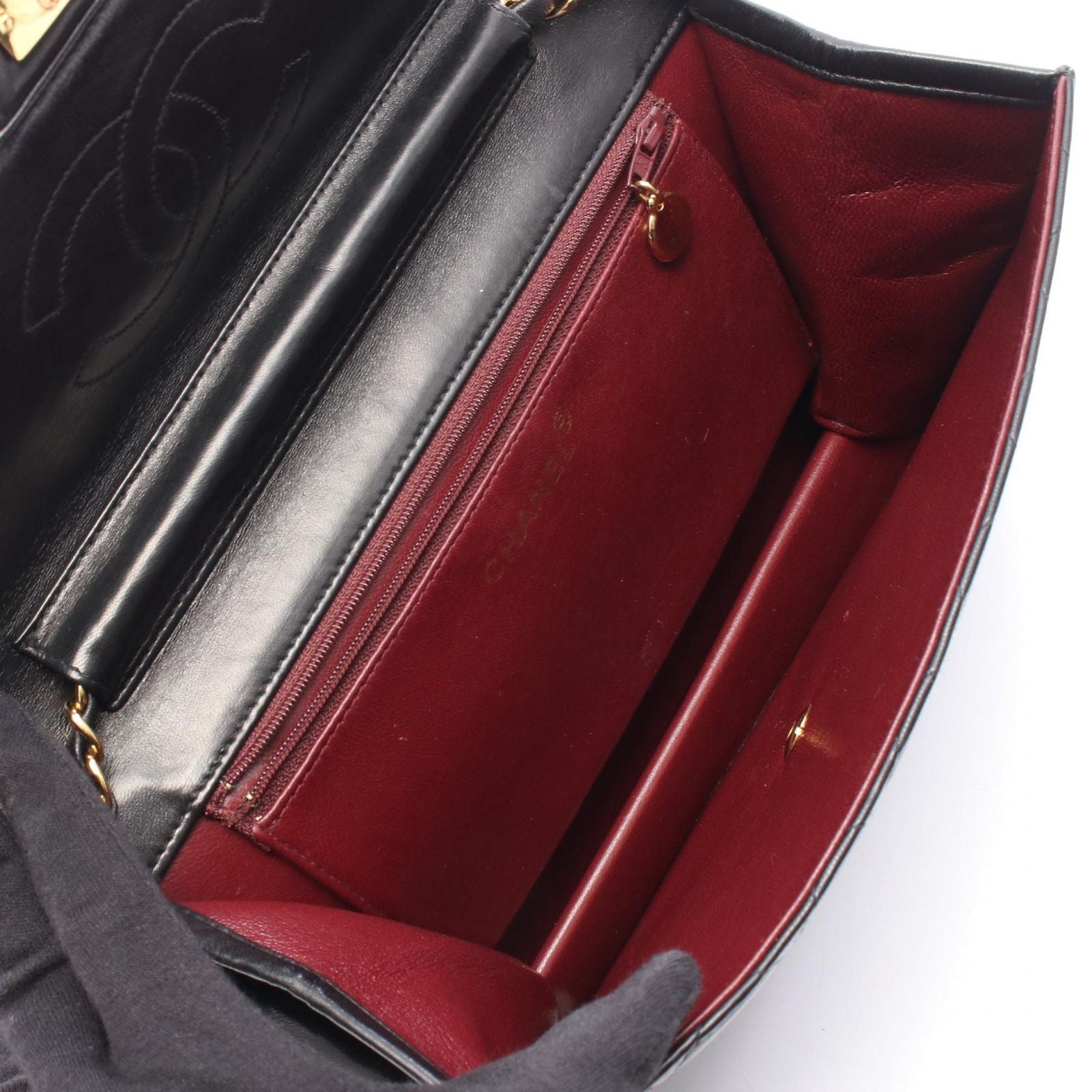 Chanel Shoulder Bag Quilted Black Lambskin Push Lock Chain — view 3