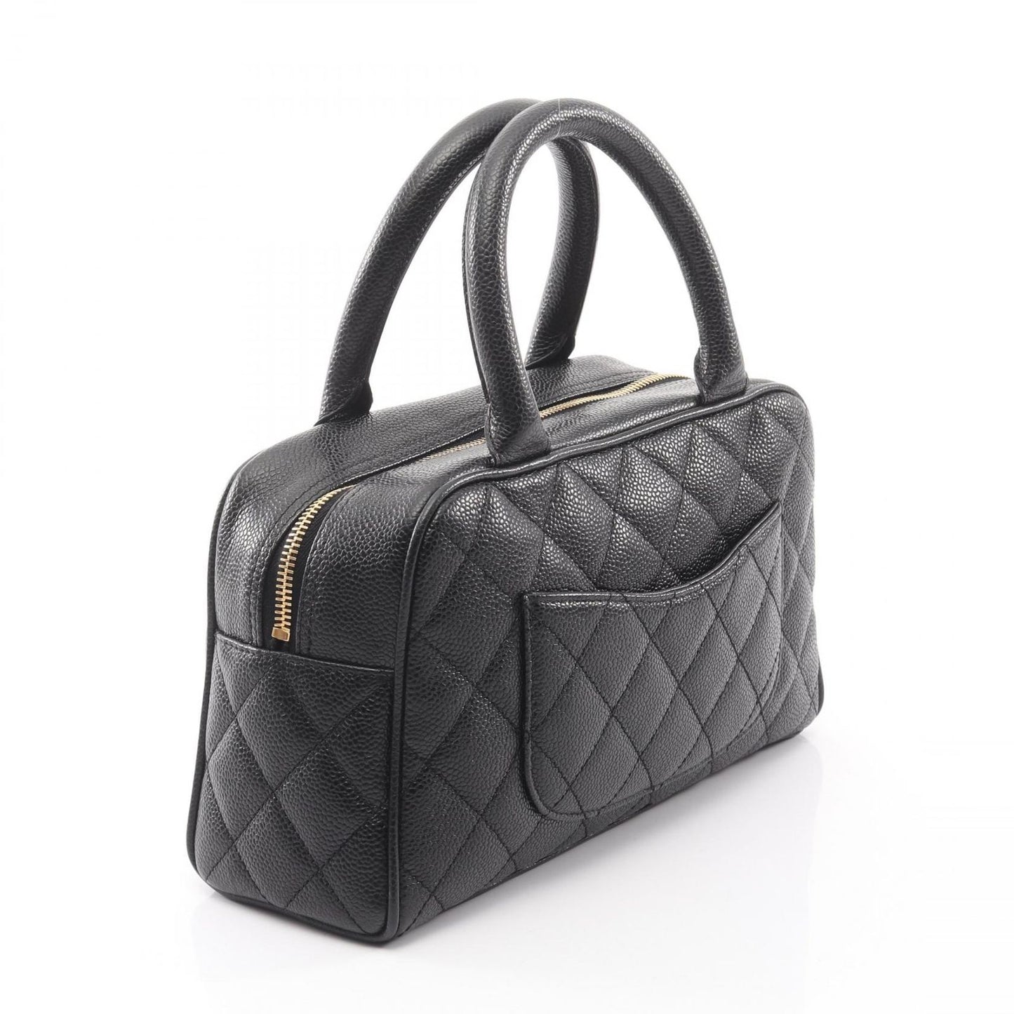 Chanel Quilted Black Leather Calf CC Logo Mini Boston Bag — view 2
