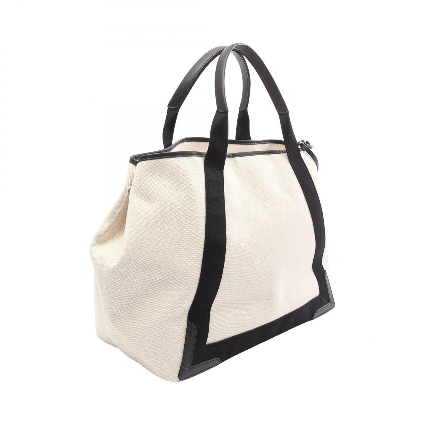 Balenciaga Tote Navy Cabas Natural Black Canvas Leather — view 2