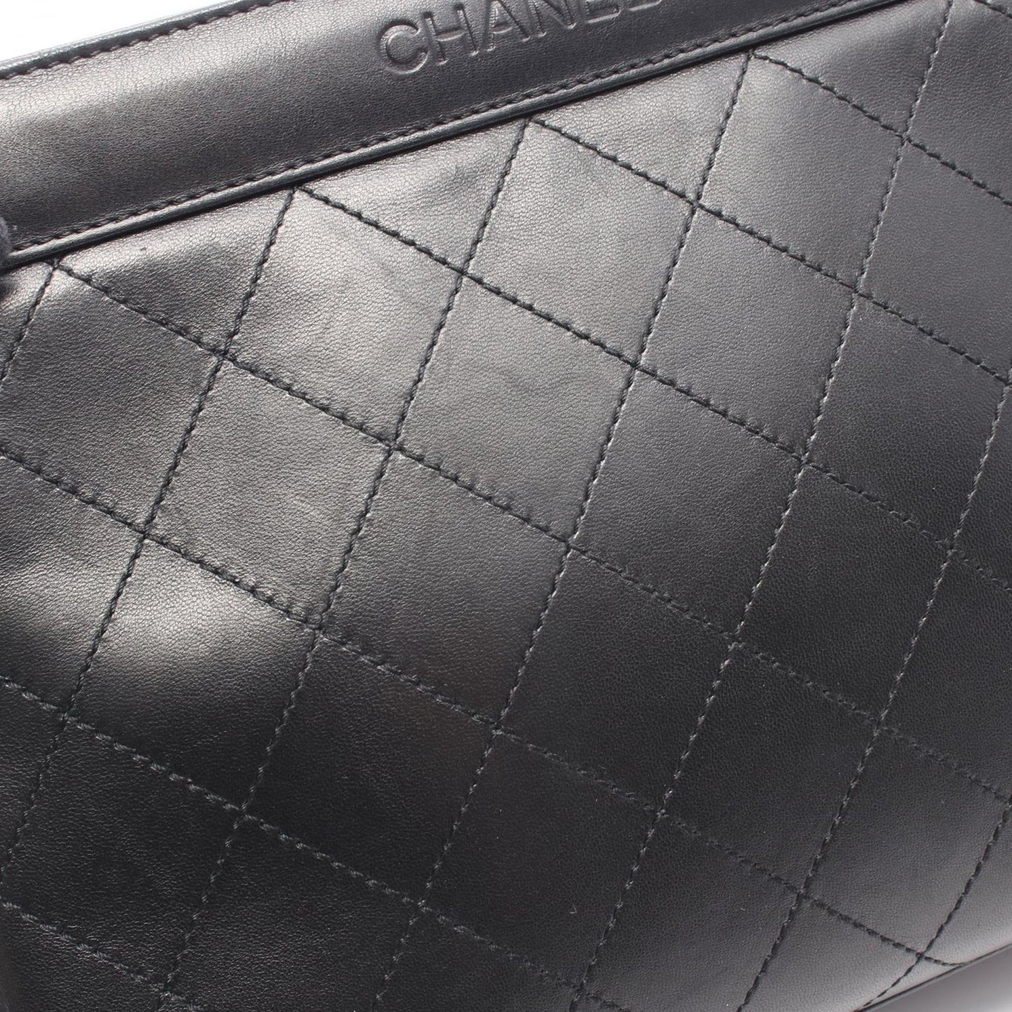 Chanel Shoulder Bag Quilted Black Leather — view 7