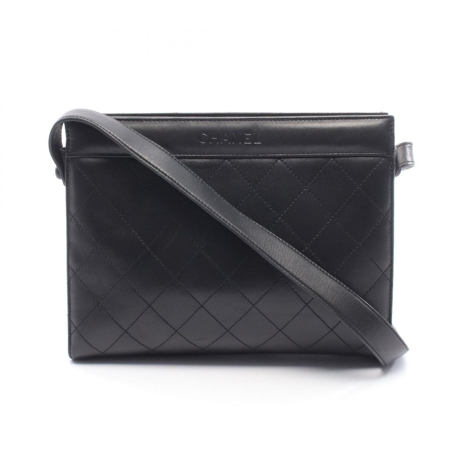Chanel Shoulder Bag Quilted Black Leather