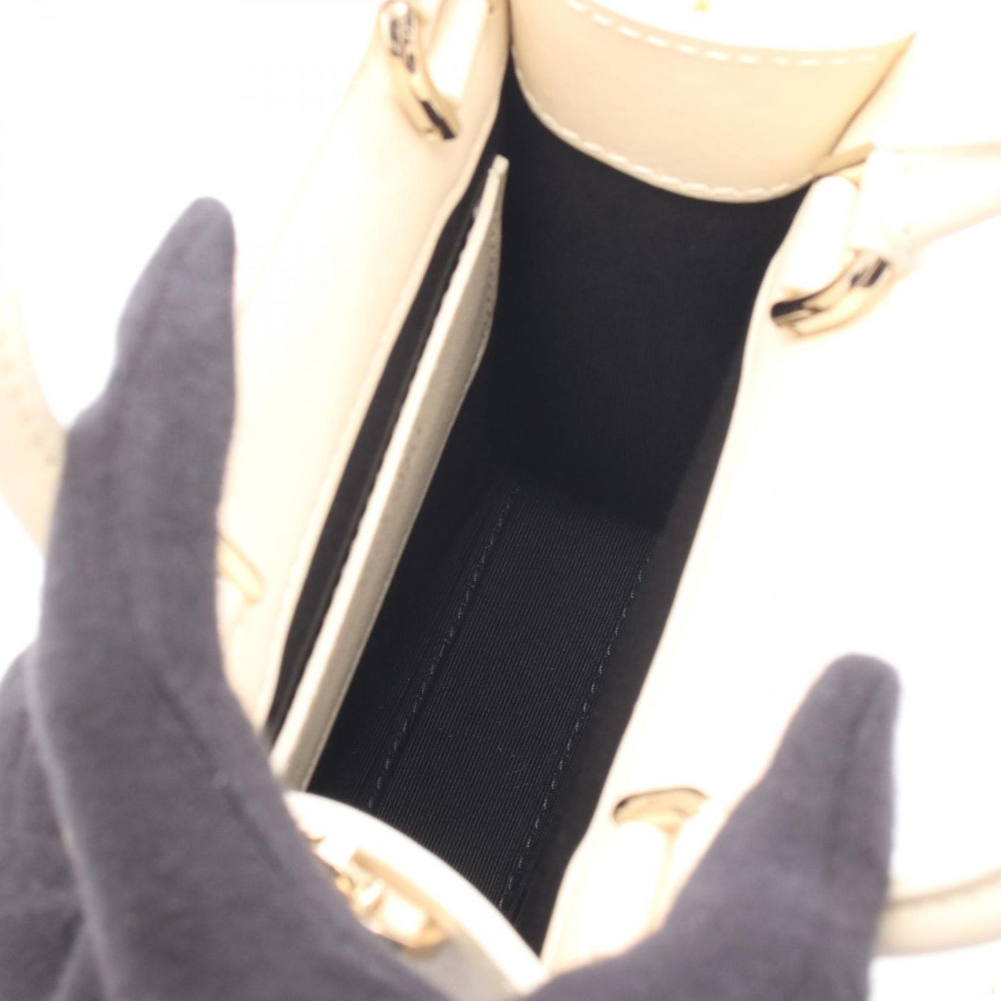 Bvlgari Handbag Infinitum Mini Off White Leather Logo Tote — view 3