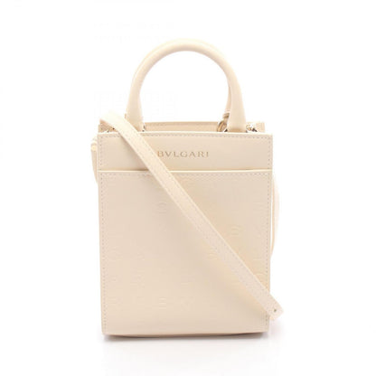 Bvlgari Handbag Infinitum Mini Off White Leather Logo Tote