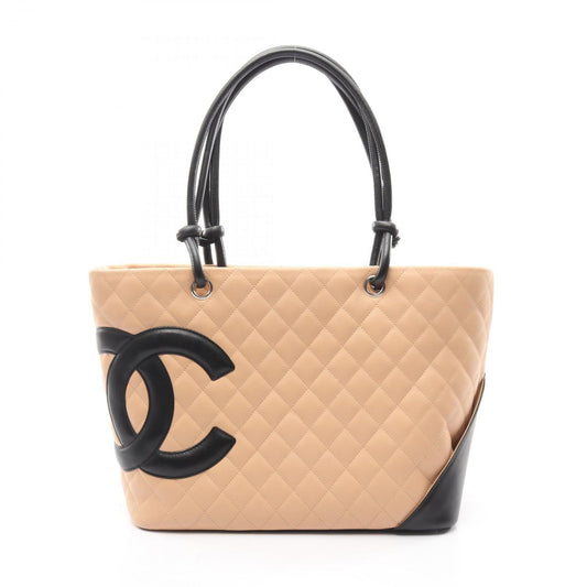 Chanel Tote Cambon Line Large Beige Black Leather