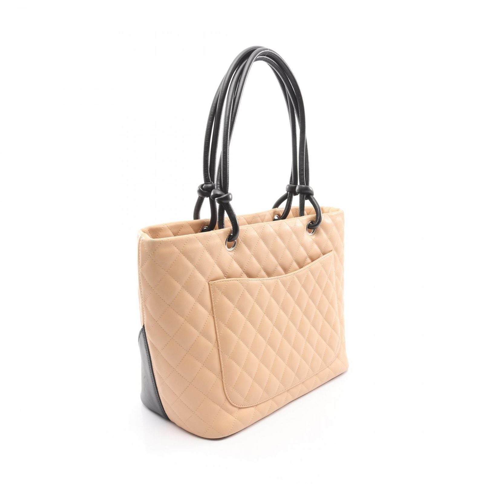 Chanel Tote Cambon Line Large Beige Black Leather — view 2