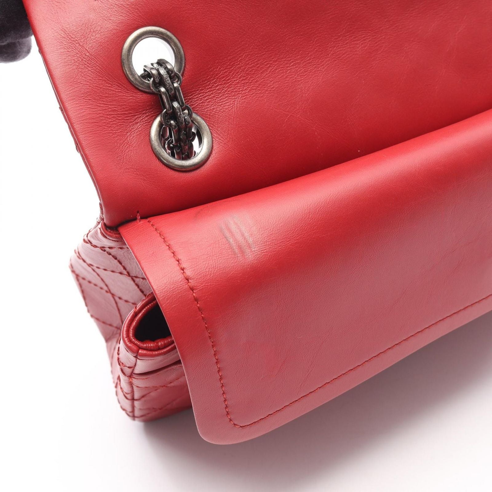 Chanel Shoulder Bag 2.55 Quilted Mademoiselle Chain Red Calf — view 7
