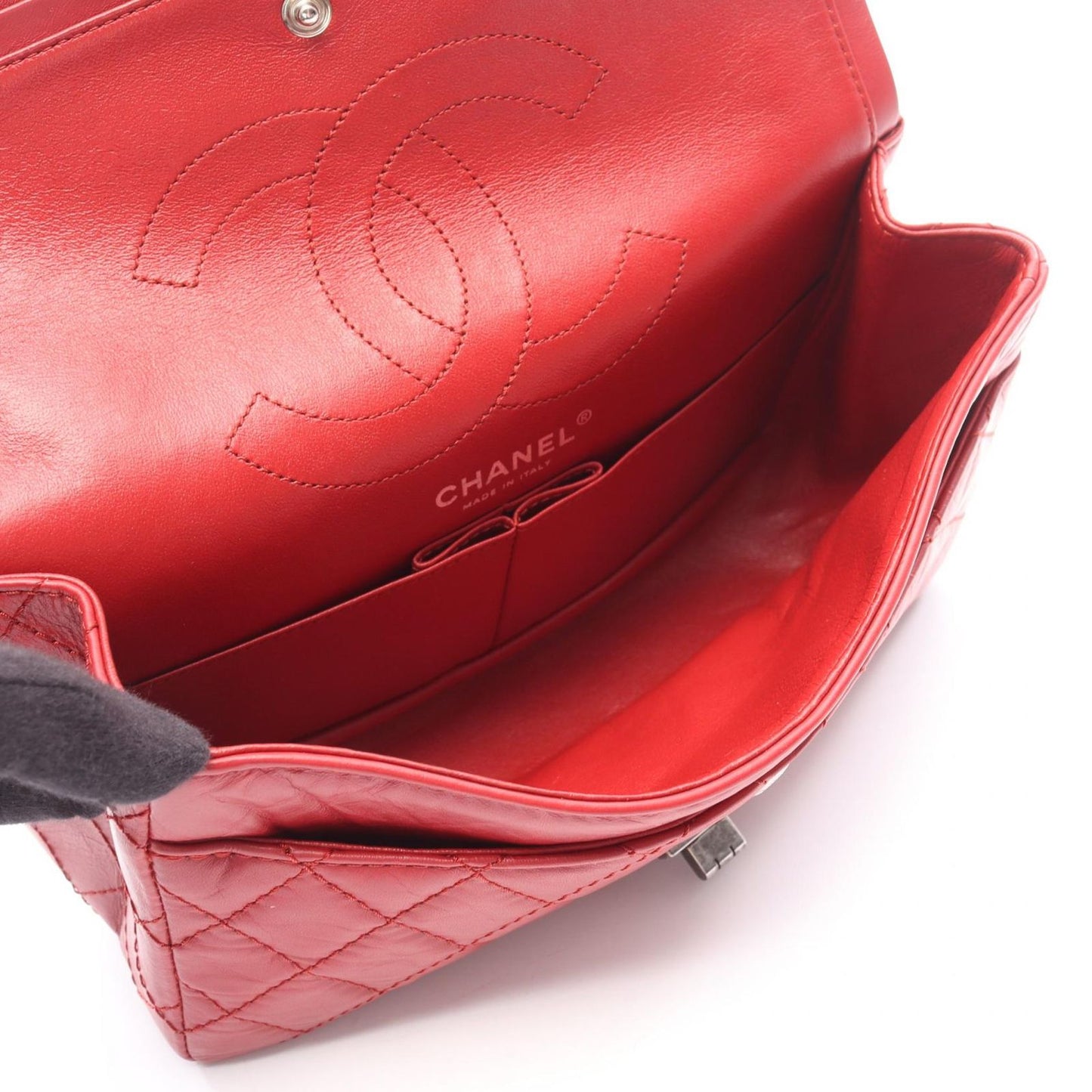Chanel Shoulder Bag 2.55 Quilted Mademoiselle Chain Red Calf — view 3