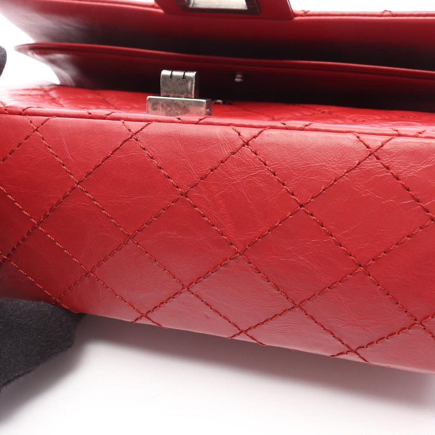 Chanel Shoulder Bag 2.55 Quilted Mademoiselle Chain Red Calf — view 9