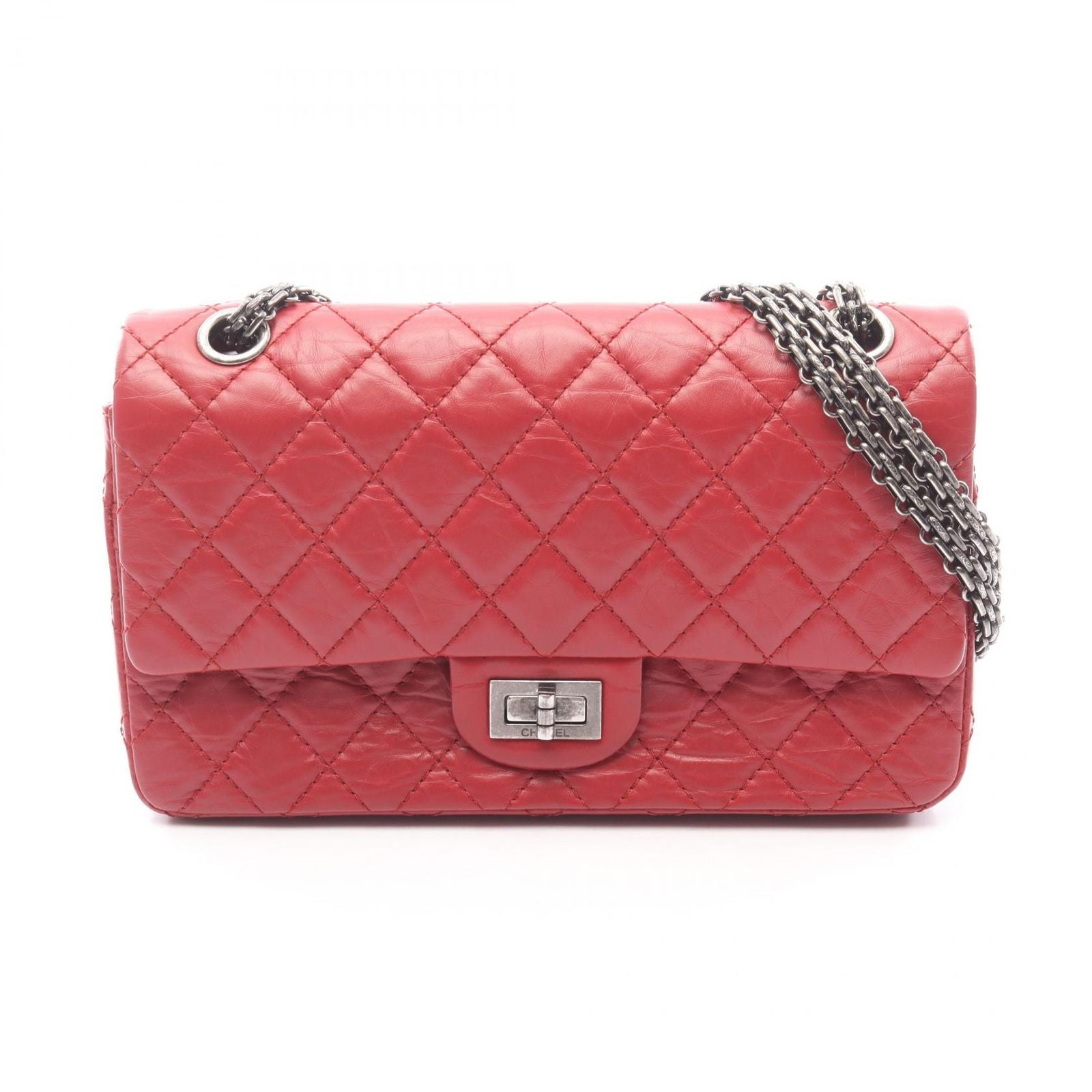 Chanel Shoulder Bag 2.55 Quilted Mademoiselle Chain Red Calf