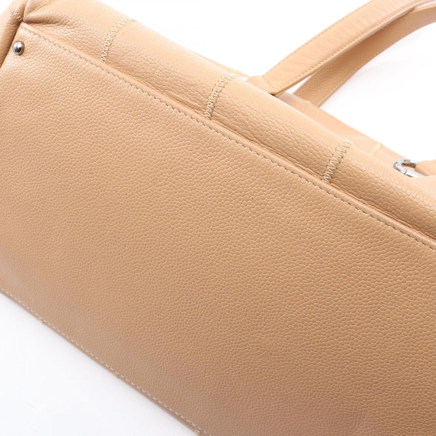 Chanel Tote Choco Bar Beige Calf Shoulder Bag — view 8