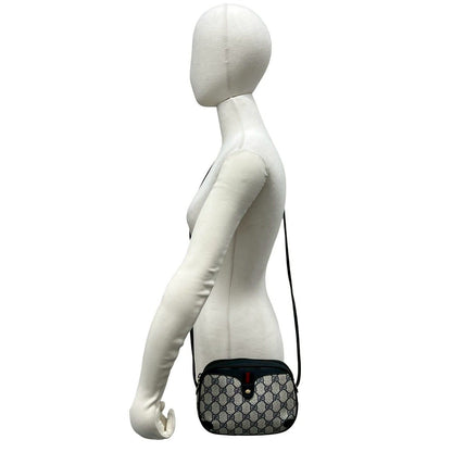 Gucci Vintage Sherry Line GG Logo Leather Shoulder Bag Pochette Navy — view 2