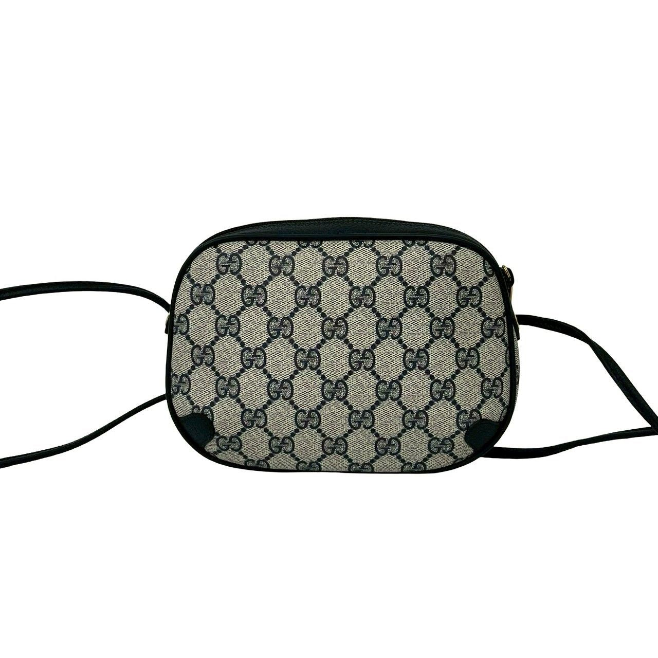 Gucci Vintage Sherry Line GG Logo Leather Shoulder Bag Pochette Navy — view 3