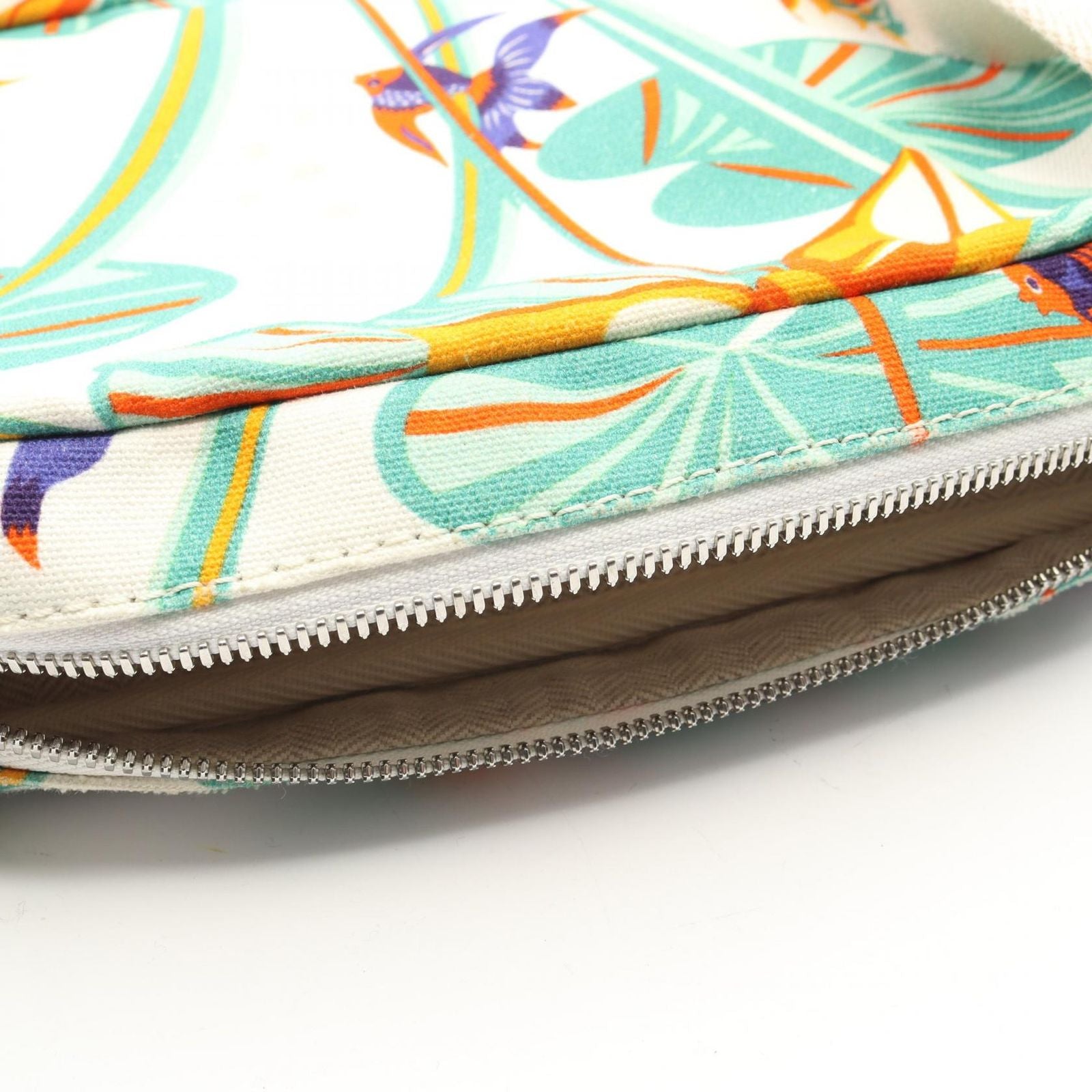 Loewe Shoulder Bag Paula's Ibiza Water Lily White Green Orange Canvas Leather — view 7