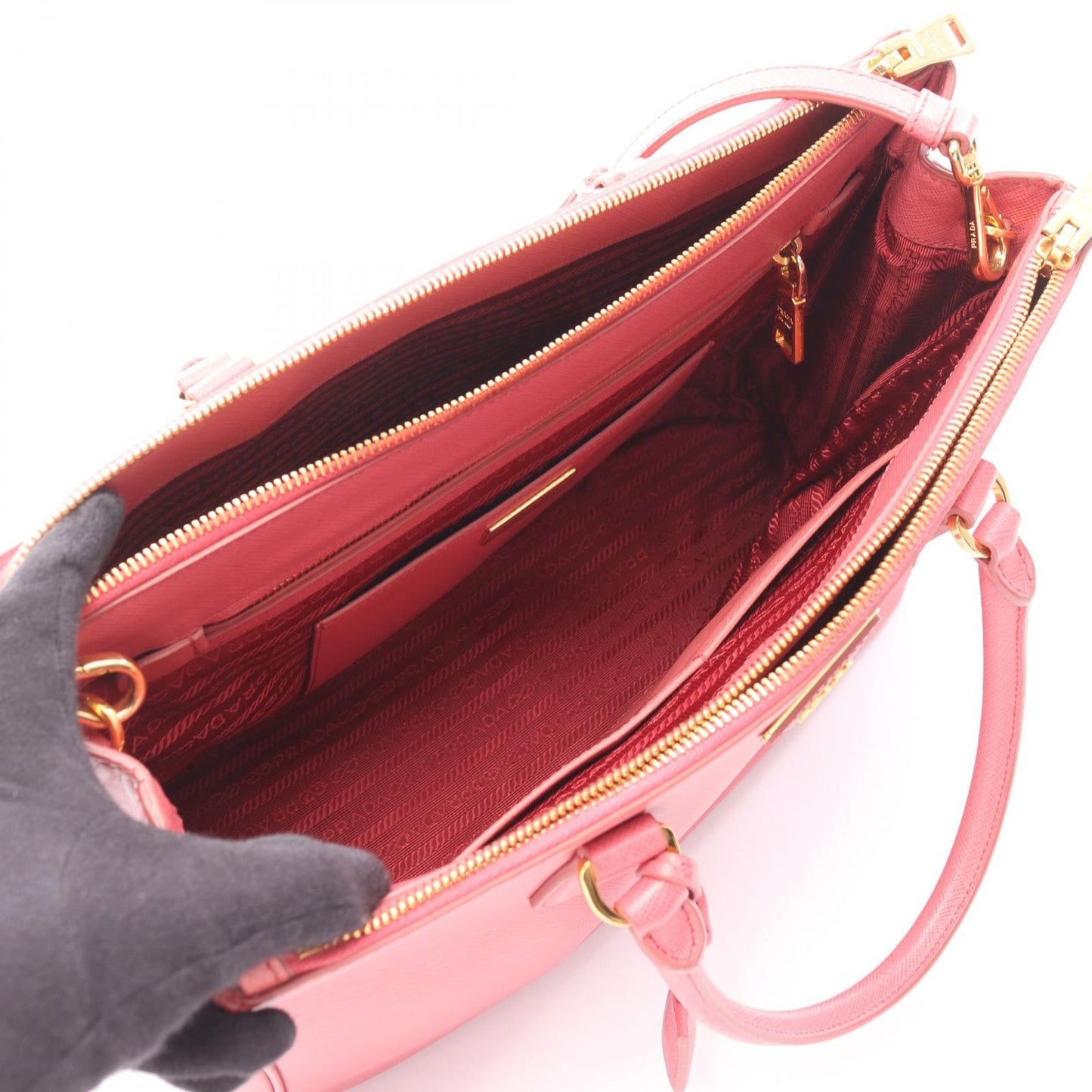 Prada Handbag Saffiano Lux Galleria 2-Way Pink Leather Tote — view 3