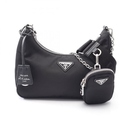 Prada Shoulder Bag Edition Black Nylon Saffiano Leather Re-Nylon