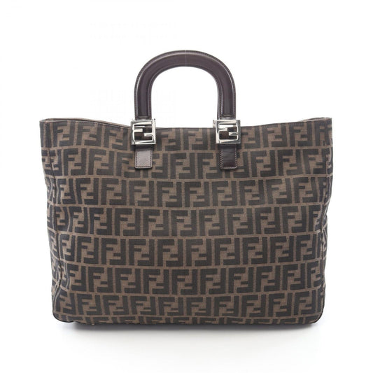 Fendi Tote Zucca Brown Canvas Leather