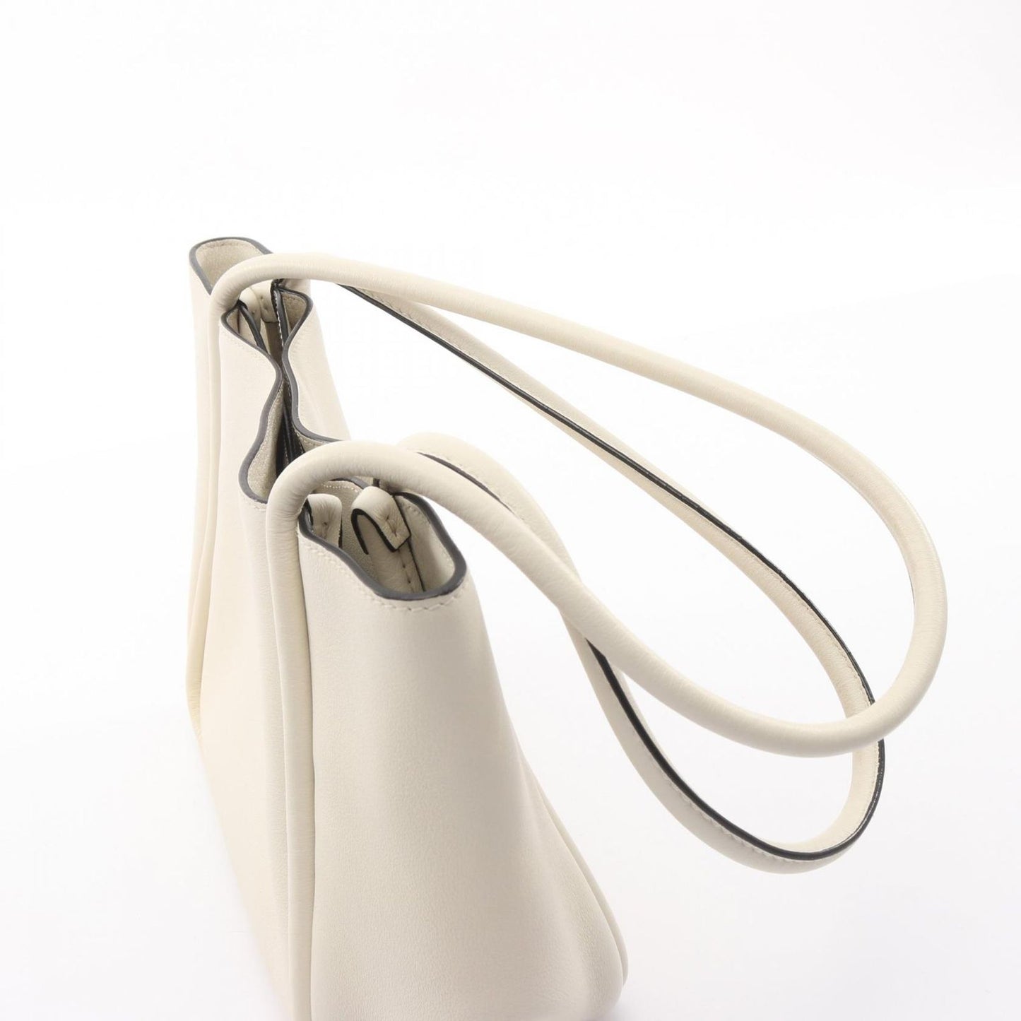 Prada Tote Soft Grain Triangle Logo White Leather Mini — view 7