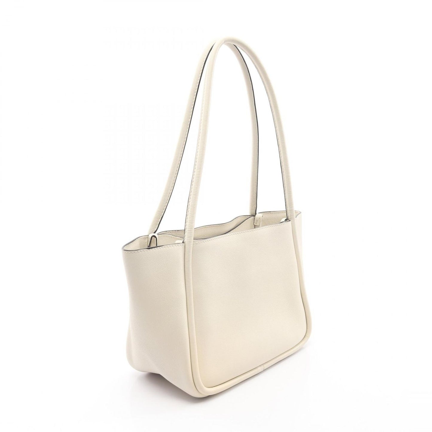 Prada Tote Soft Grain Triangle Logo White Leather Mini — view 2