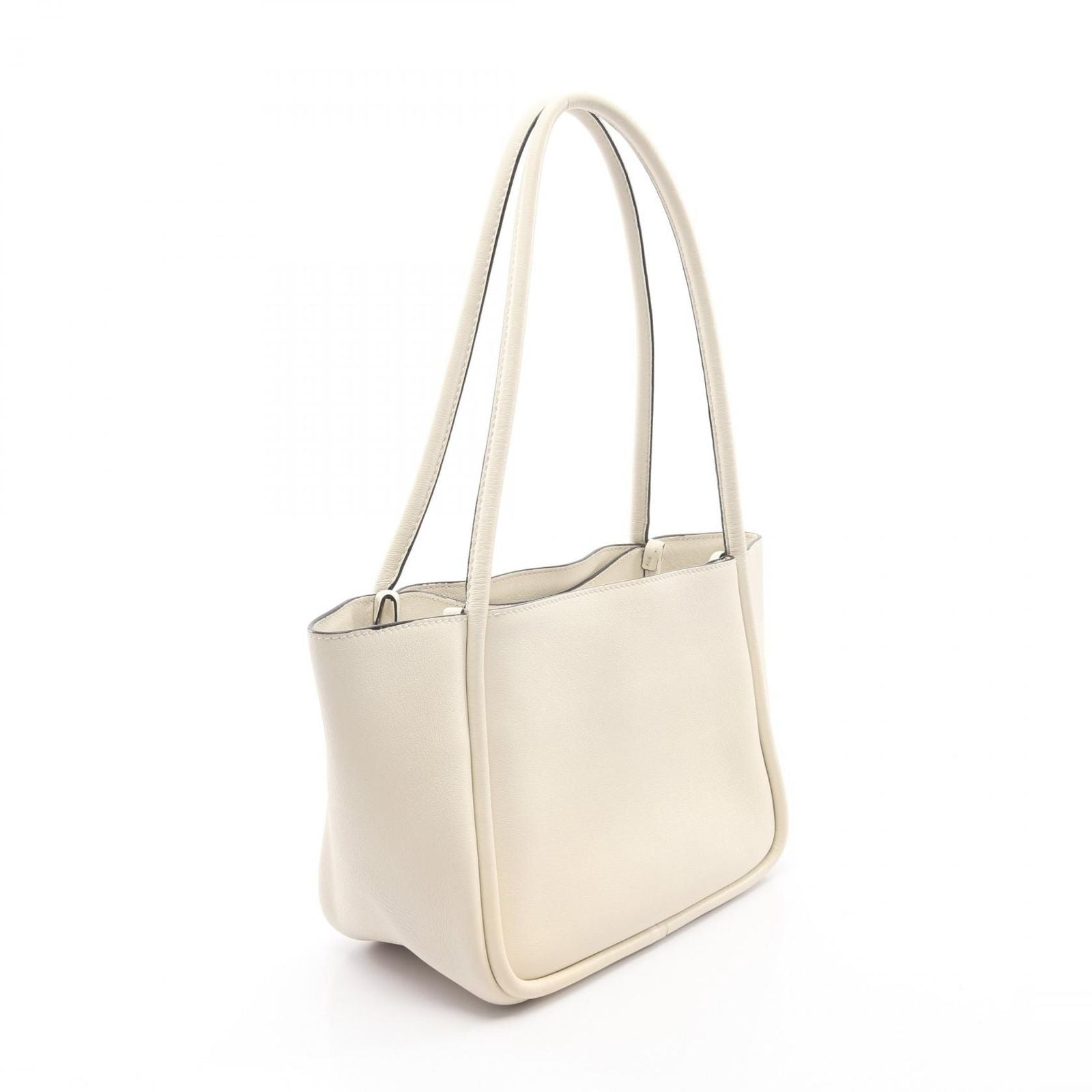Prada Tote Soft Grain Triangle Logo White Leather Mini — view 2
