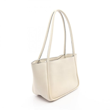 Prada Tote Soft Grain Triangle Logo White Leather Mini — view 2