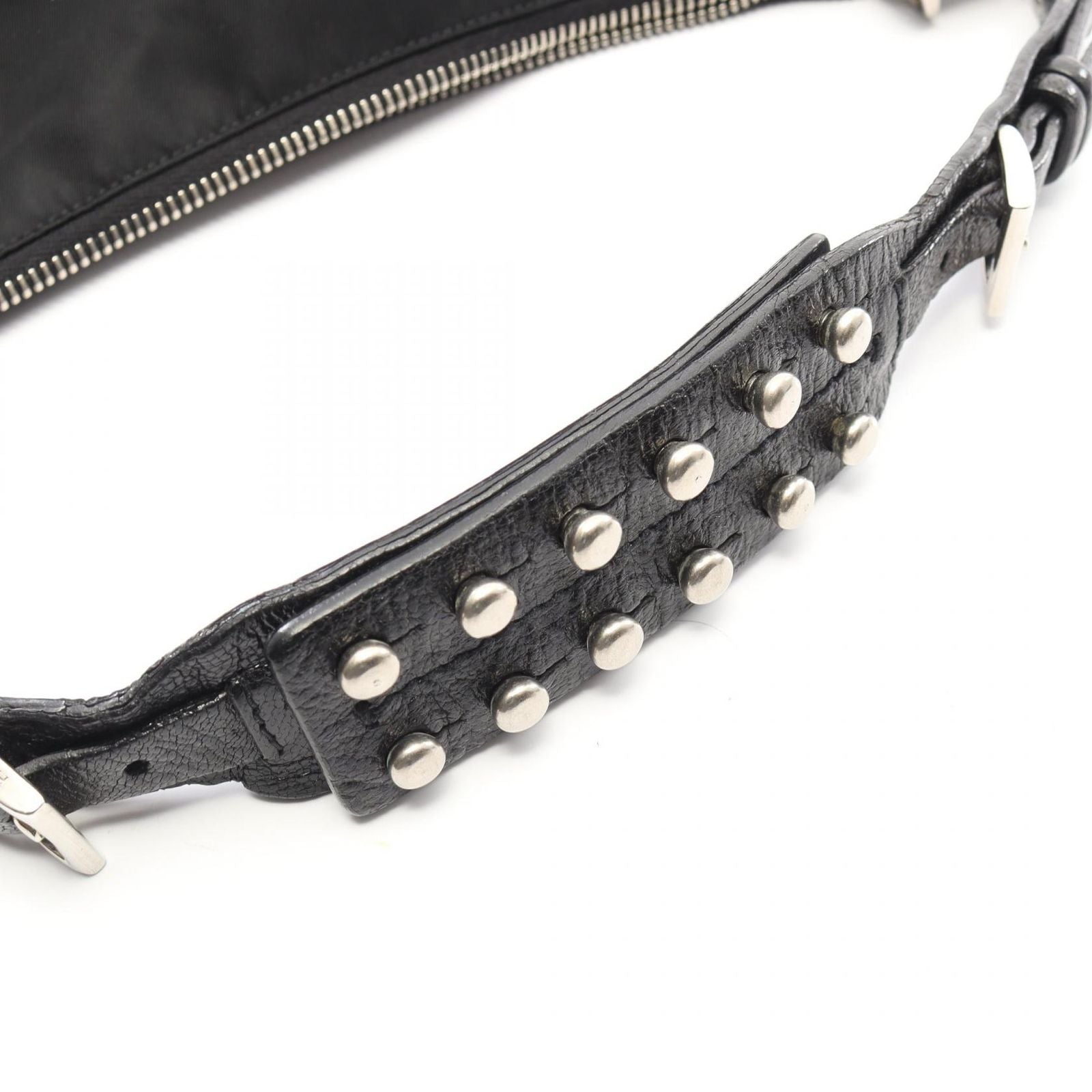 Prada Handbag Triangle Logo Pouch Black Nylon Leather — view 5