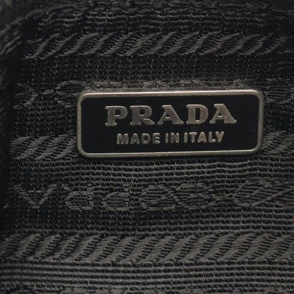 Prada Handbag Triangle Logo Pouch Black Nylon Leather — view 4