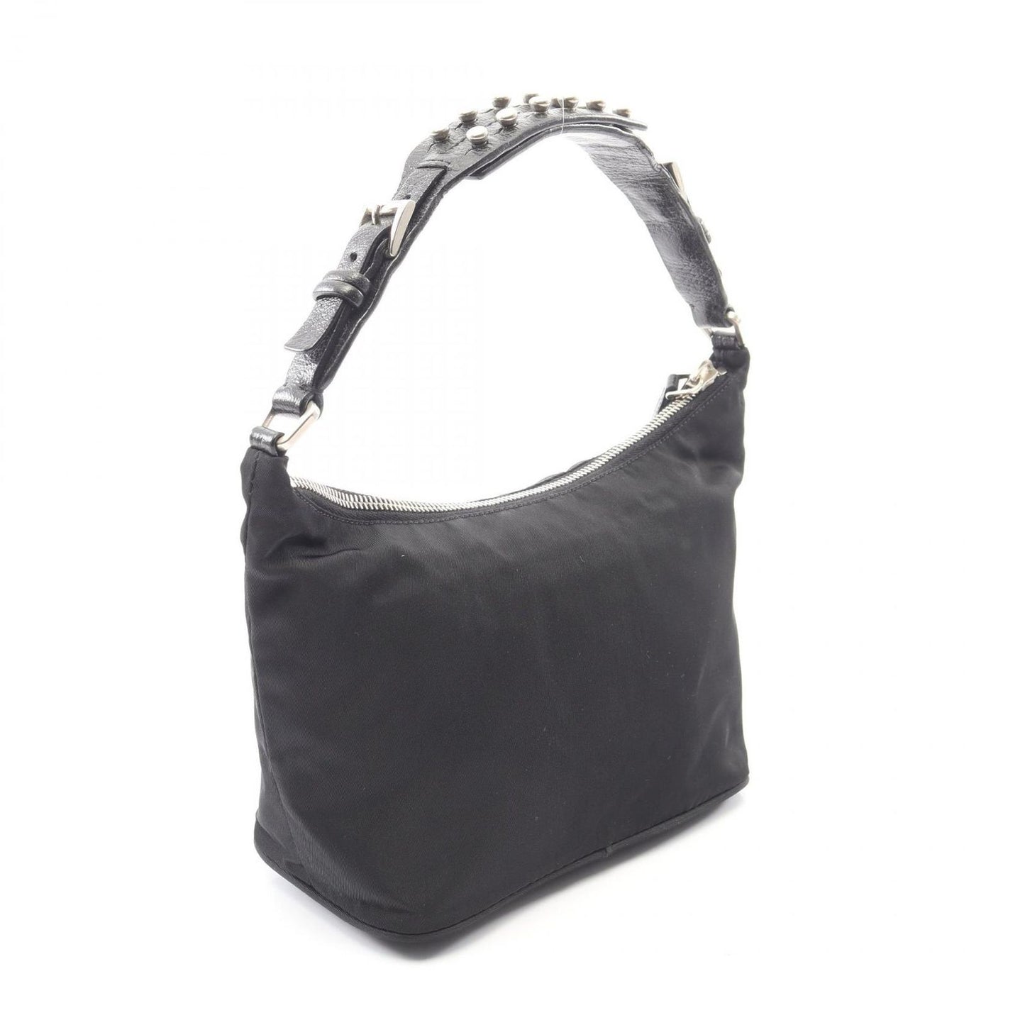 Prada Handbag Triangle Logo Pouch Black Nylon Leather — view 2