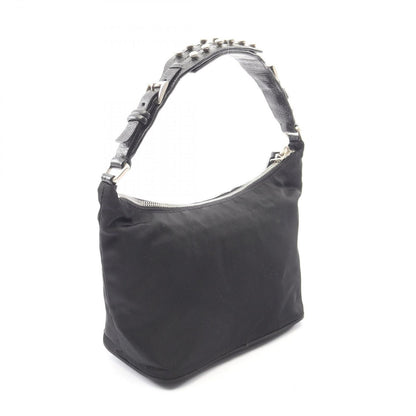Prada Handbag Triangle Logo Pouch Black Nylon Leather — view 2