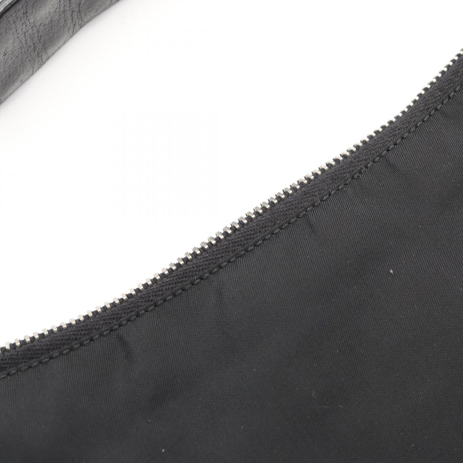 Prada Handbag Triangle Logo Pouch Black Nylon Leather — view 8