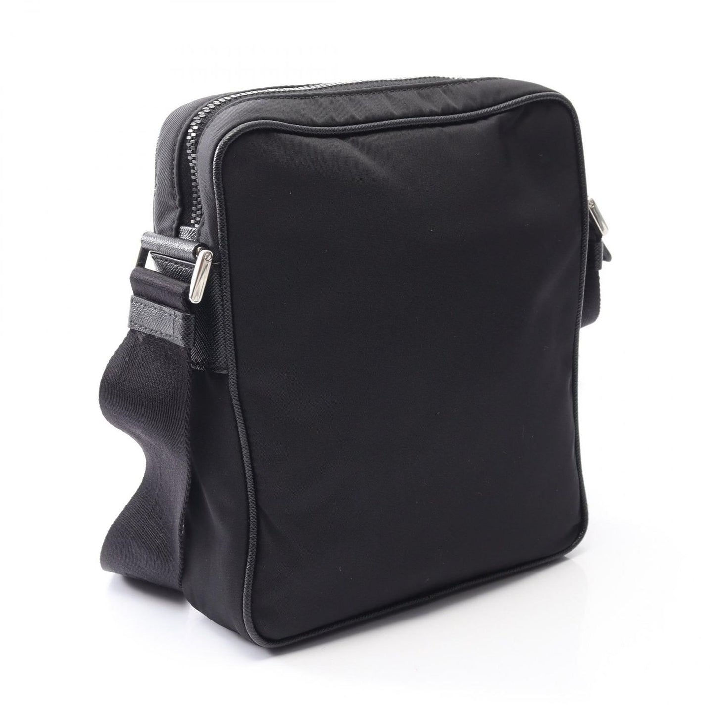 Prada Shoulder Bag Re-Nylon Black Nylon Saffiano Leather Triangle Logo — view 2