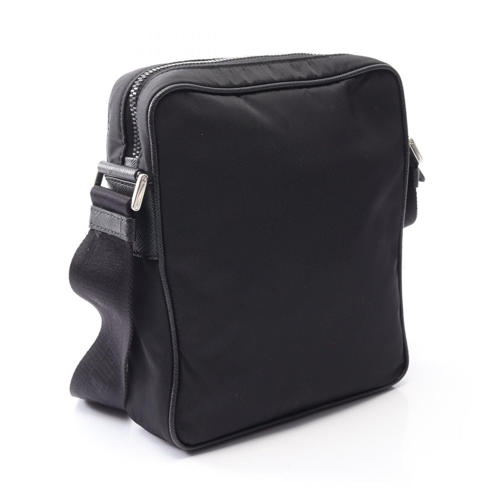Prada Shoulder Bag Re-Nylon Black Nylon Saffiano Leather Triangle Logo — view 2