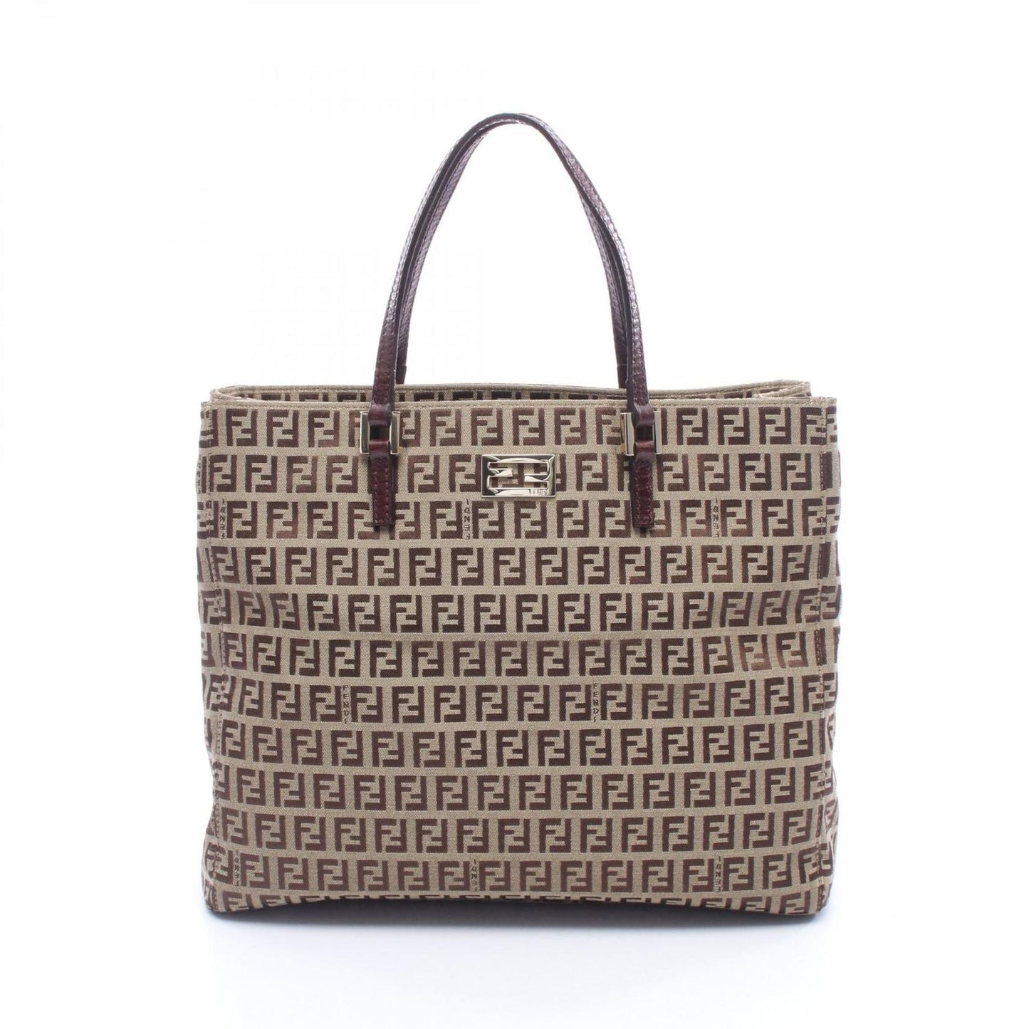 Fendi Tote Zucchino Beige Canvas Leather