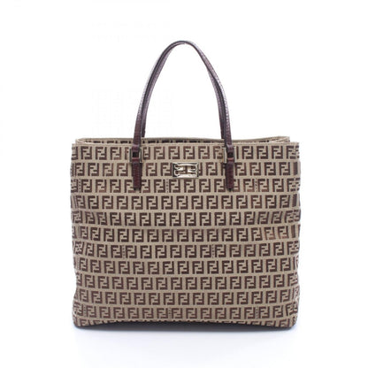 Fendi Tote Zucchino Beige Canvas Leather