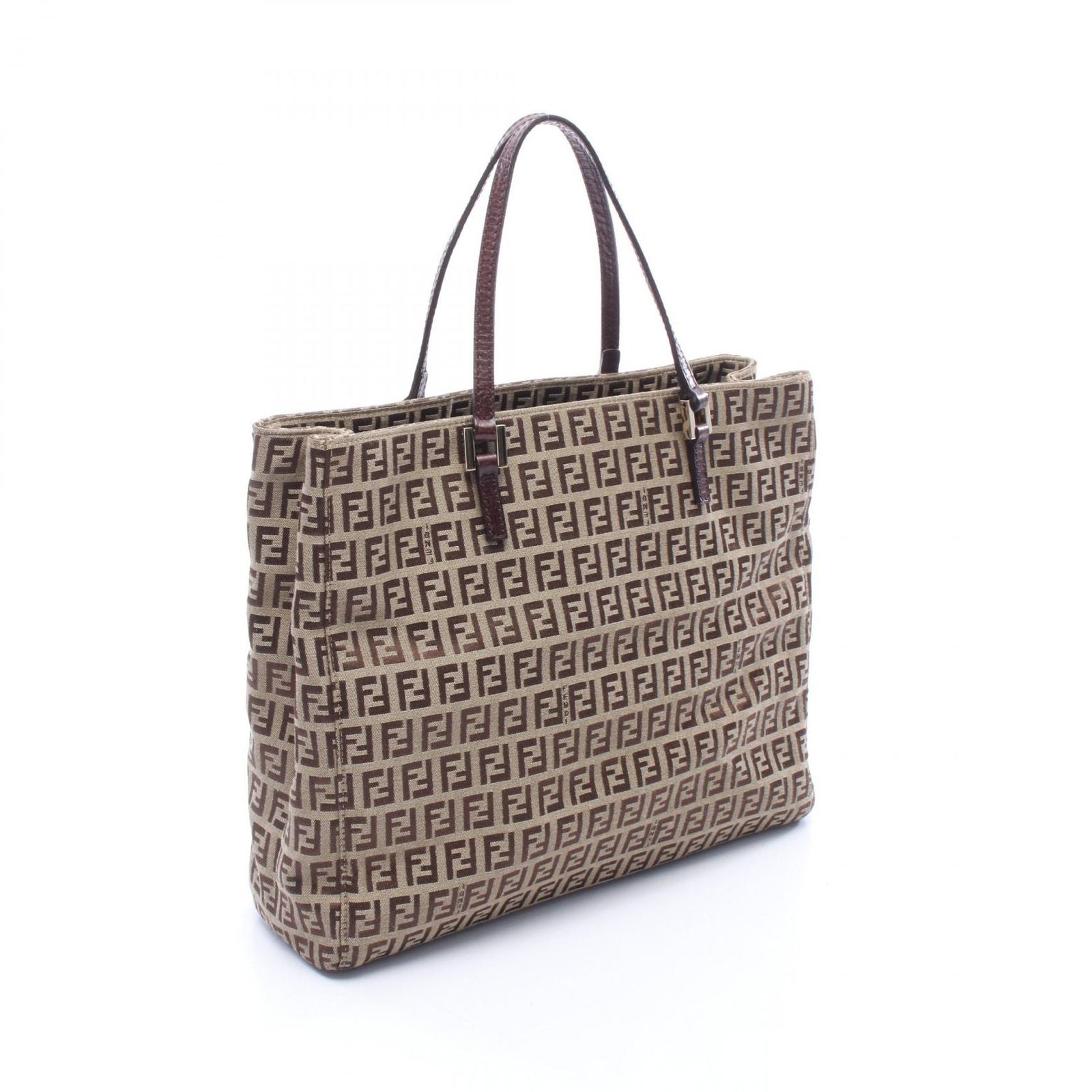 Fendi Tote Zucchino Beige Canvas Leather — view 2
