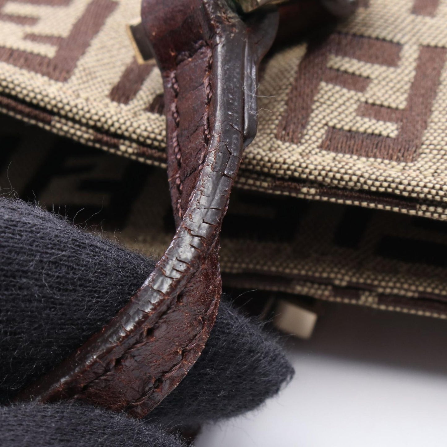 Fendi Tote Zucchino Beige Canvas Leather — view 8