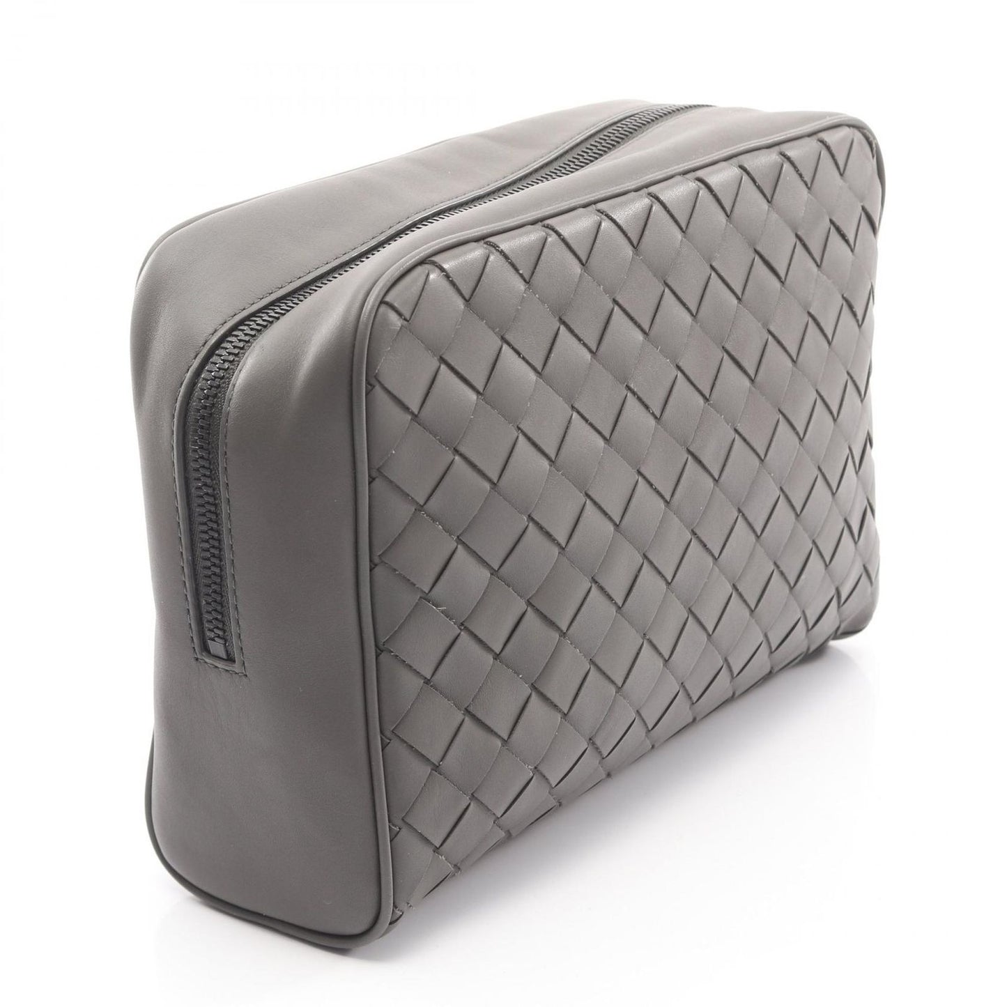 Bottega Veneta Clutch Intrecciato Gray Leather — view 2