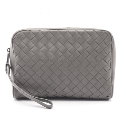 Bottega Veneta Clutch Intrecciato Gray Leather