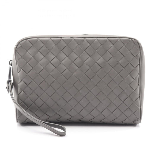 Bottega Veneta Clutch Intrecciato Gray Leather