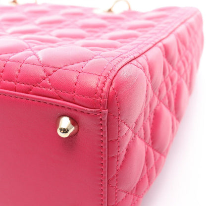 Dior Handbag Lady Dior Large Cannage 2-Way Pink Leather Lady Dior Tote — view 7