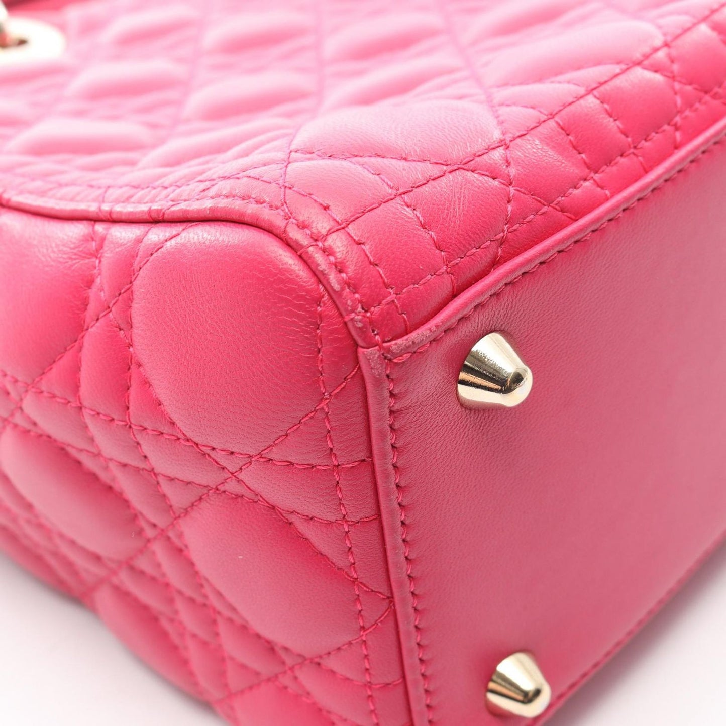Dior Handbag Lady Dior Large Cannage 2-Way Pink Leather Lady Dior Tote — view 9