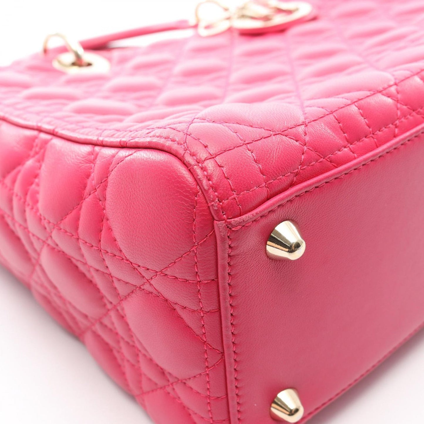 Dior Handbag Lady Dior Large Cannage 2-Way Pink Leather Lady Dior Tote — view 6