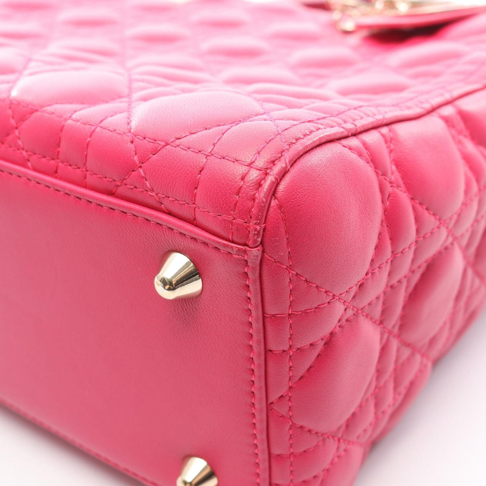 Dior Handbag Lady Dior Large Cannage 2-Way Pink Leather Lady Dior Tote — view 8
