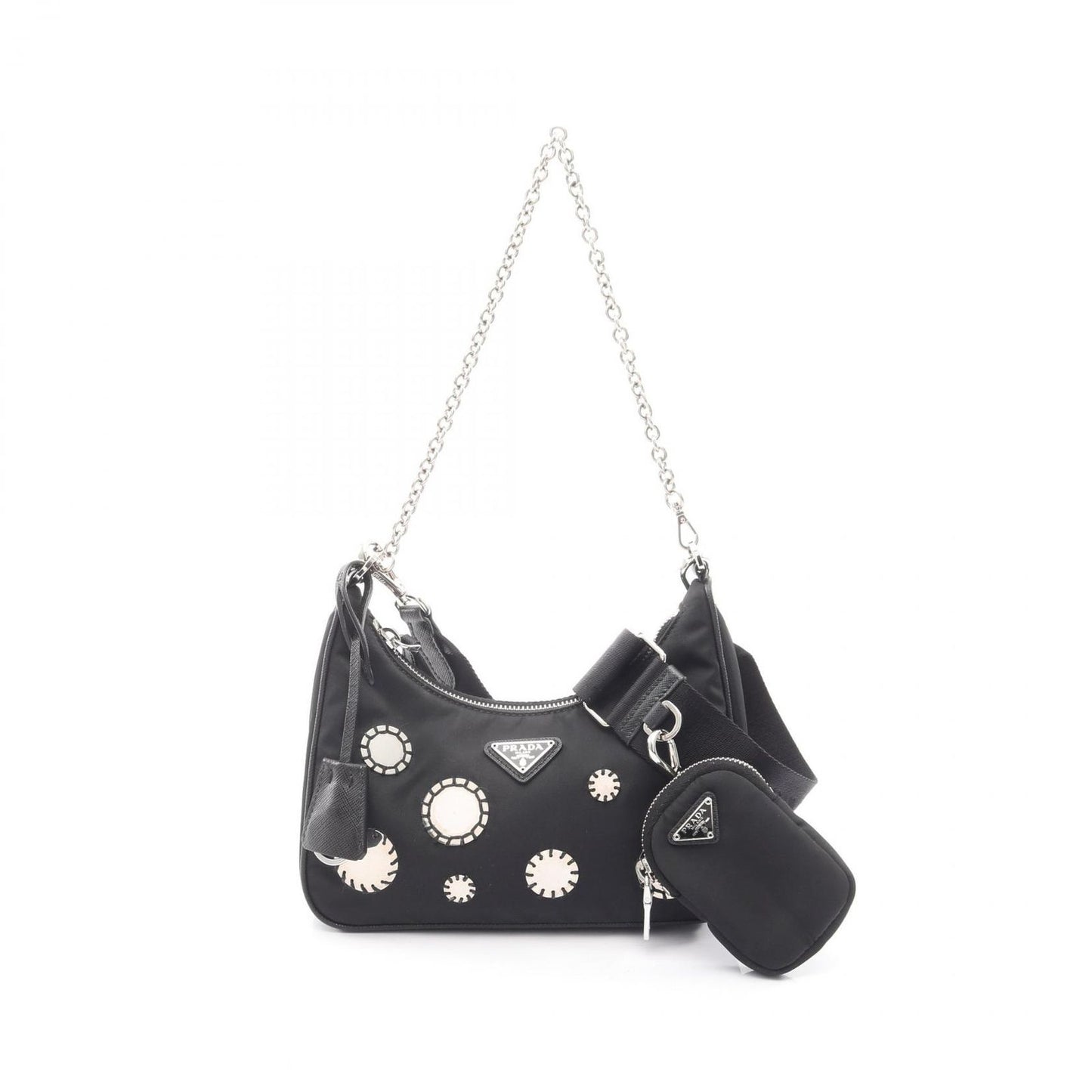 Prada Shoulder Bag Edition Black Nylon Saffiano Leather Mirror Taste