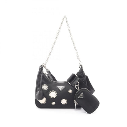 Prada Shoulder Bag Edition Black Nylon Saffiano Leather Mirror Taste