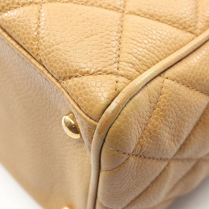 Chanel Tote Quilted Beige Caviar Leather Boston Bag — view 9