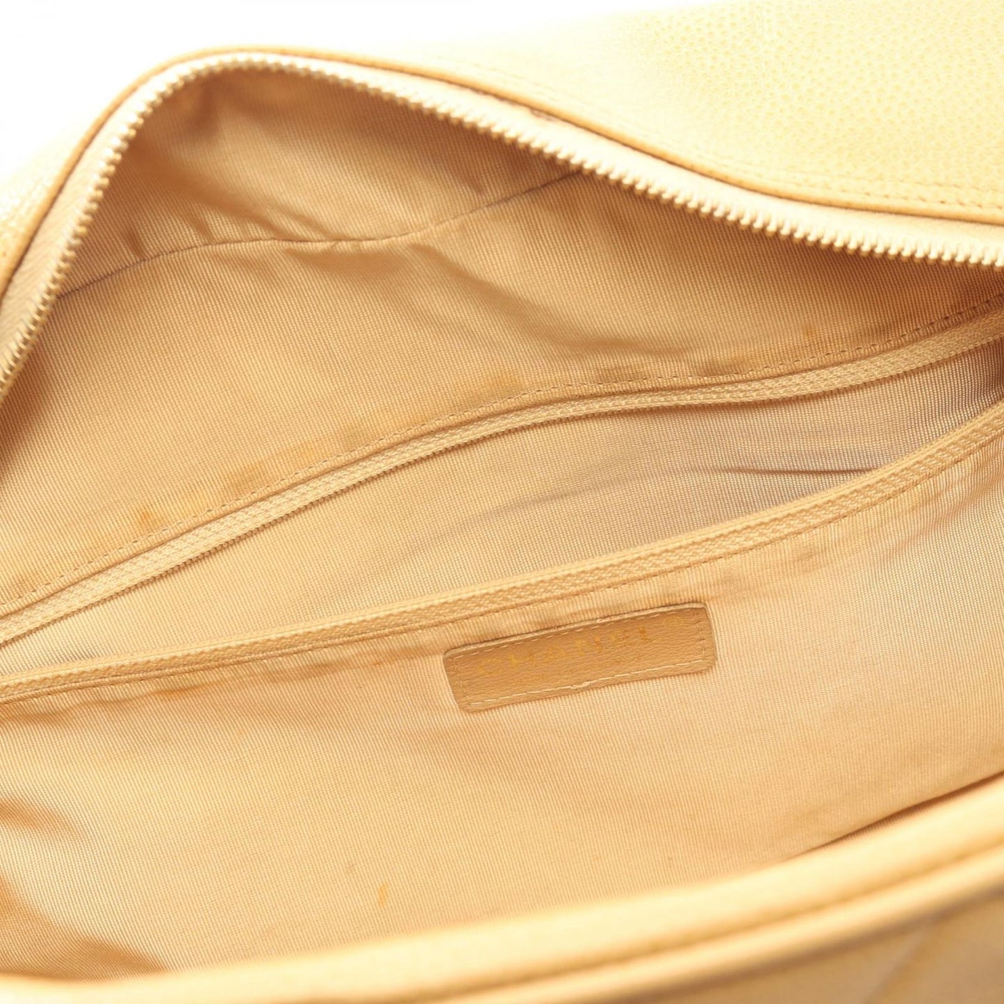 Chanel Tote Quilted Beige Caviar Leather Boston Bag — view 6