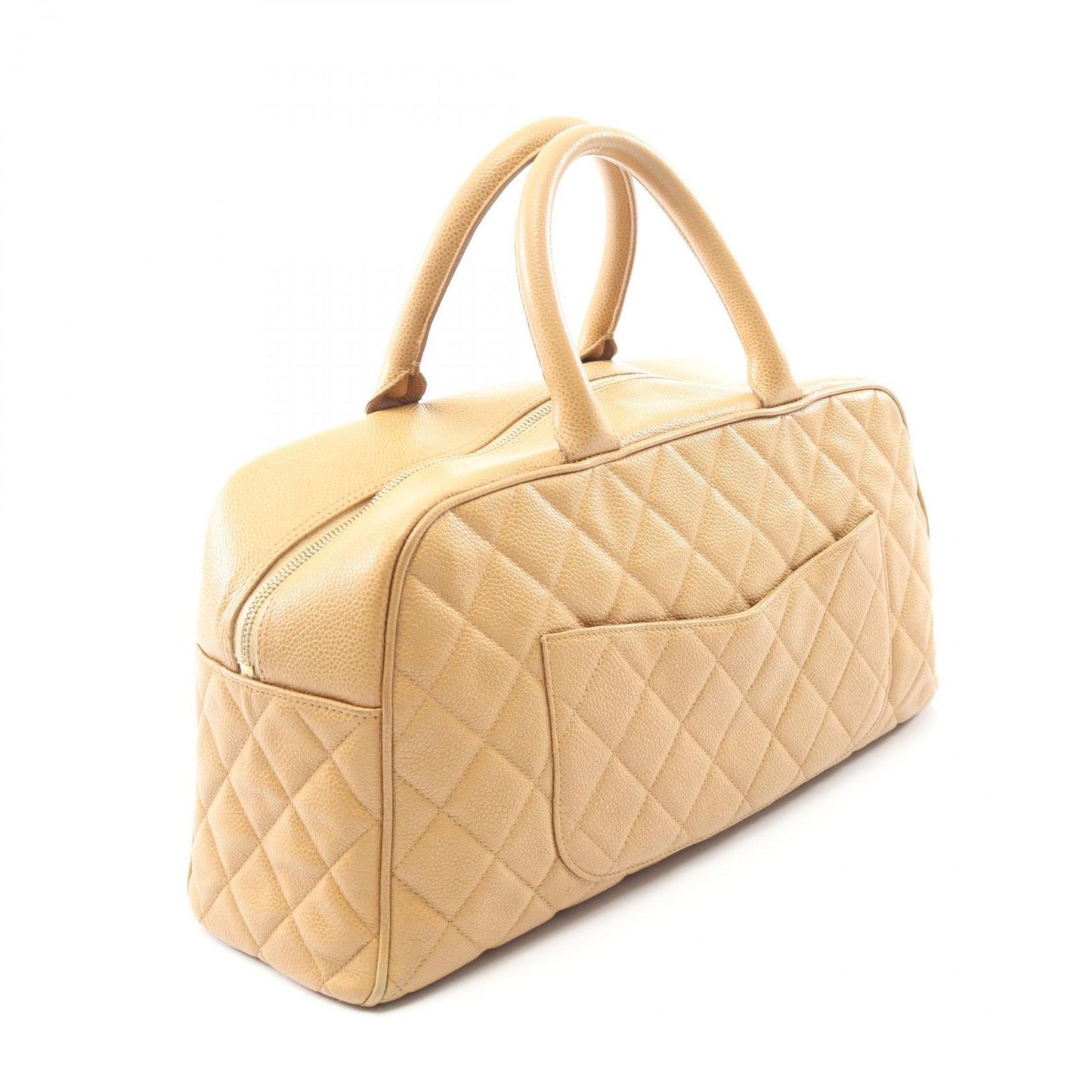 Chanel Tote Quilted Beige Caviar Leather Boston Bag — view 2
