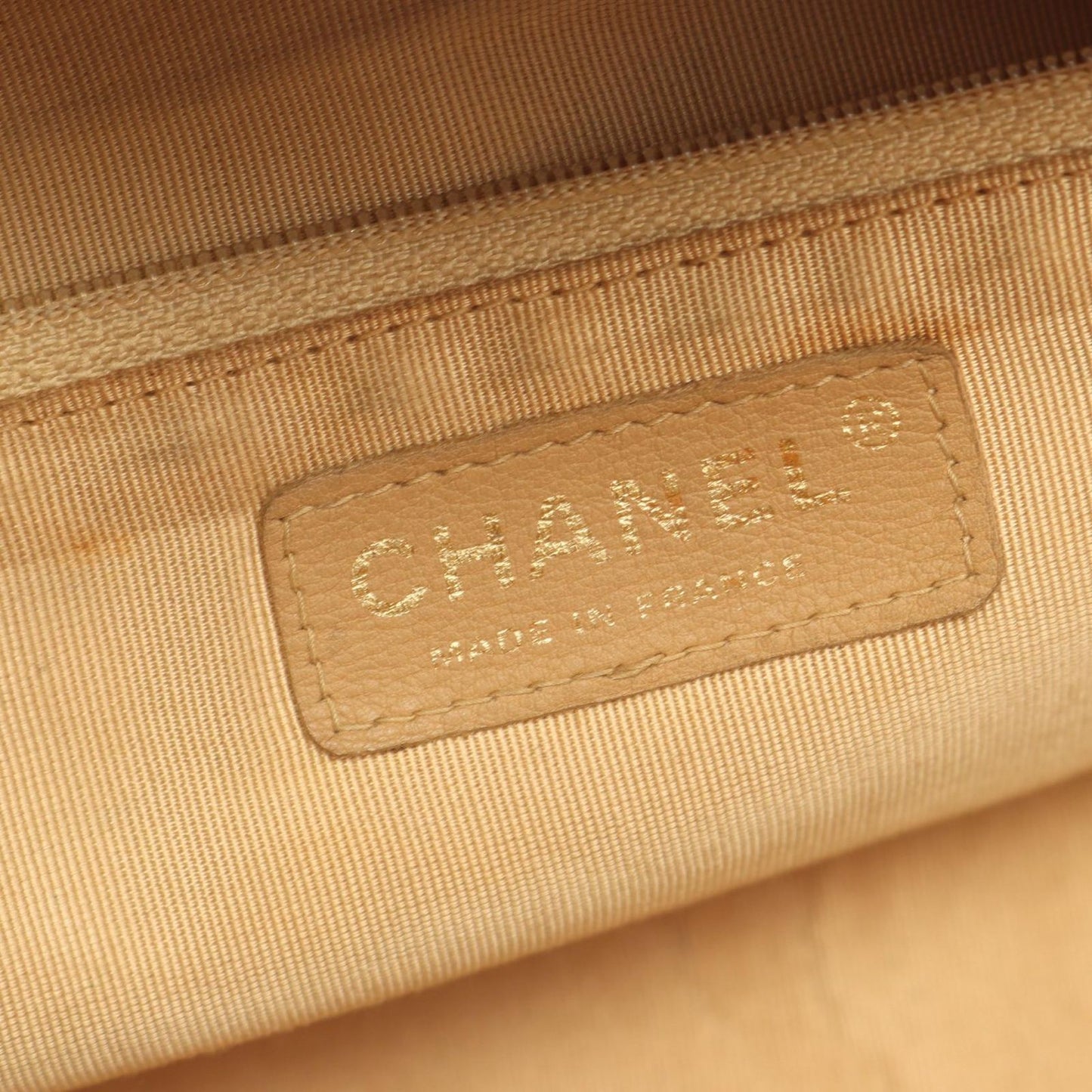 Chanel Tote Quilted Beige Caviar Leather Boston Bag — view 4