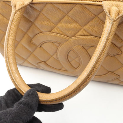 Chanel Tote Quilted Beige Caviar Leather Boston Bag — view 8