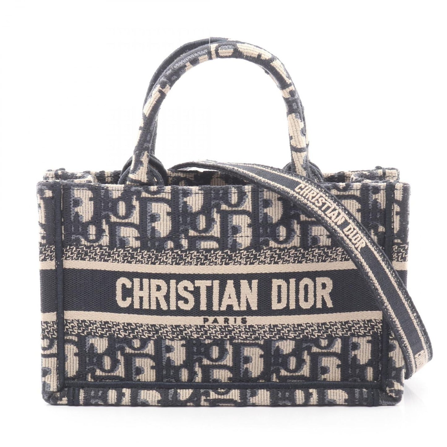Dior Tote Book Mini Oak 2-Way Navy Canvas